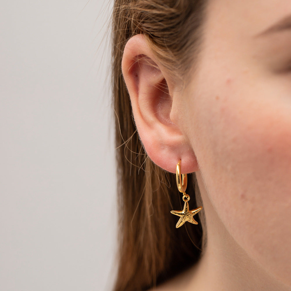 Starfish Huggie Hoops